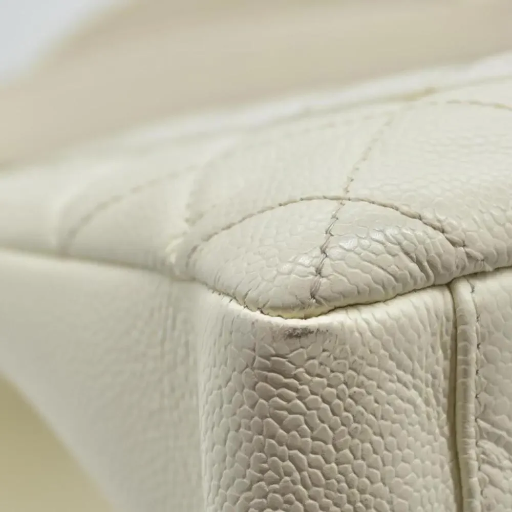 $3500 Chanel Caviar Quilted XL Grand Shopping Tote GST White
